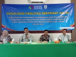Kadis Perindag Kabupaten Lebak Buka Acara Kegiatan Sosialisasi Fasilitas Sertifikat Halal