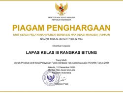 Lima Kali Berturut-turut, Lapas Rangkasbitung Raih Penghargaan P2HAM