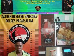 Polres Pagar Alam Bekuk Kurir Sabu di Kontrakan, Amankan Barang Bukti Jenis Shabu 1,15 gram