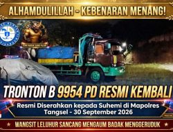 Tronton B 9954 PD Resmi Dikembalikan Kepada Pemiliknya di Mapolres Tangsel